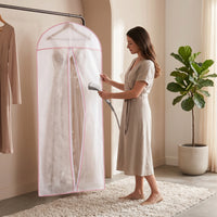 Garment Cover with Pink Trim Nonwoven Gown Garment Bag Lightweight for Brides
