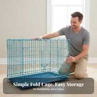 Easy Assembly Foldable Dog Enclosure Removable Tray Collapsible Dog Crate Portable Heavy Duty Wire Crate Secure Locking System