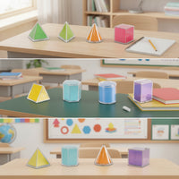 8 Pieces Geometric Shapes with Colored Nets Visual Geometric Solids 3D Shapes Hands-on Manipulatives Classroom for Teachers
