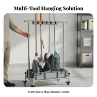 Space Saving Shovel and Rake Storage Rack Multi-Functional Farm Tool Stand Large Capacity Garden Tool Organizer Heavy Duty for Gardeners, Farmers, Shed, Basement, Warehouse