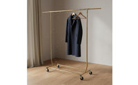 With Wheels Heavy Duty Clothes Rack Foldable Double Rod Clothing Rack Household Storage for Bedroom