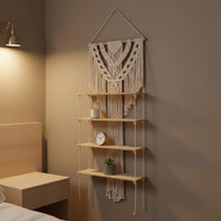 Handmade Macrame Wall Shelf Decorative Boho Wall Shelf Space Saving Home Decor Easy to Hang for Hotel Room