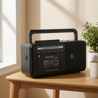 Built-in Handle Radio Cassette Recorder Rounded Edges Portable Cassette Recorder Manual Controls