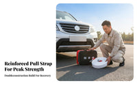 High Tensile Strength Woven Tow Rope with Shackles Heavy-Duty Reinforced Pull Strap Abrasion Resistant Towing Gear Long-Lasting Weave for Truck Owners, Away from-Road Enthusiasts, Emergency Crews, Muddy Terrain, Woodland Trails