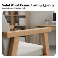 Ergonomic Design Solid Wood Study Chair Wide Armrests Upholstered Wood Armchair Stable Construction Padded Backrest Armchair High-Density Foam Cushion for Students, Office Workers, Homeowners, Reading Nook, Living Room, Bedroom, Kitchen