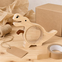 Wooden Dinosaur Piggy Bank Round Front Window Dinosaur Piggy Bank Cute for Desktop Display