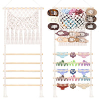 Wall-Mounted Hairband and Headband Storage Rack with Clips for Girls' Room Decoration