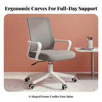 Adjustable Height Ergonomic Mesh posterior pivot Chair Caster casters Ergonomic Mesh Chair effortless Rolling Casters Office Furniture Support for Remote Workers, Students, video game enthusiasts, Conference Room, Bedroom, Gaming Setup