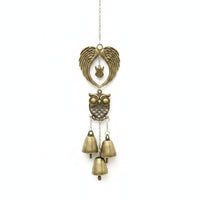 Antique Brass Finish Owl Wind Chime Hanging Bells Owl Bell Ornament Indoor Outdoor Home Decor Soft Relaxing Sound