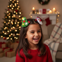 Christmas Velvet Bow Hair Clip with Antlers and Stockings