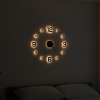 DIY Luminous Wall Clock Modern Self-Adhesive Large 3D Sticker Clock for Living Room Bedroom Decor
