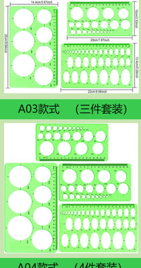 Circle Template Set Multi-Piece Optional Neutral No Chinese Drawing Ruler