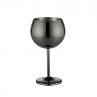 550ml Stainless Steel Beverage Glass Spherical Bowl Stemmed Goblet Tall Drinkware for Bar