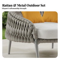 4 Pieces Modern Design 4-Piece Woven Conversation Group weather-resistant Outdoor Furniture Low Maintenance outdoor seating set long-lasting Frame for Homeowners, Business Owners, Families, Balcony, Courtyard, Garden, Backyard