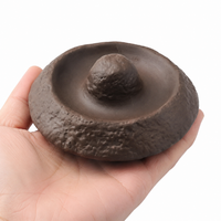 Turtle Feeding Dish, Reptile Water Bowl, Ceramic, Dark Brown, Non-slip, Anti-tip