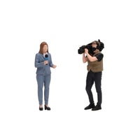 2 Pieces Reporter and Cameraman Figure Set Resin Reporter and Cameraman Figures Realistic Miniature Scene with Figures for Collectors, Display Shelves