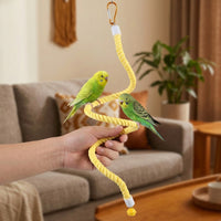 Climbing Rope Parrot Toy, Bendable Bird Swing and Climbing Ladder for Cage, Budgie Toy with Hook and Screw Swivel Attachment