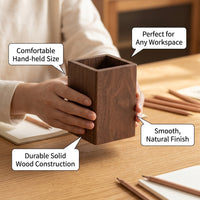 Pen Holder for Desk, Diamond Shaped Pencil Organiser, Solid Walnut Desktop Storage for Office Study Room, Stationery Cup