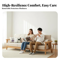 Nordic Design Wooden Frame Textile Couch Set Minimalist Design Sofa and Armchair Set High Rebound Cushion Living Room Furniture Easy Assembly for Apartment Dwellers, Homeowners, Families, Home