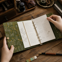 Embroidered Refillable Planner Notebook with Detachable Pages
