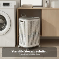 Plastic Clothes Hamper with Wheels Large Capacity Rolling Laundry Basket Rolling Laundry Hamper Ventilated for Dorm Room