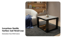 Light Luxury Design Square Side Table Modern Design 2-Tier Square End Table Scratch Resistant Household Furniture Sturdy and Stable for Interior Designers, Apartment Dwellers, Living Room, Bedroom, Small Areas, Reception Area