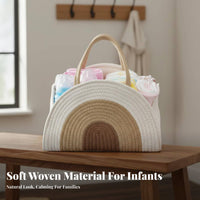 Cotton Rope Diaper Organizer Multipurpose Woven Rope Nursery Basket Portable Diaper Storage Bin Large Capacity Woven Storage Bin