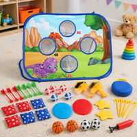 Kids Throwing Game Set Garden Games, 3-in-1 Bean Bag Toss Outdoor Target Game, Foldable Cloth Garden Games for Kids 4-6 Years