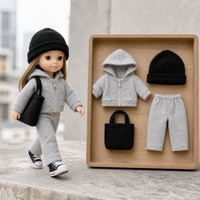 Doll Clothes Set for 24cm Mia Doll, Gray Sportswear Outfit with Accessories