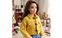 Miniature Doll Denim Jacket Long-Sleeve Doll Jacket Casual Clothing Stylish for Dollhouse Display