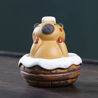 Capybara in Bath Statue Hand-Painted Capybara Tea Pet Ornament Tabletop Decoration for Home Decor, Office Desk