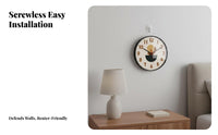 Non-Ticking Silent Quartz Wall Clock No-Drill Installation Silent Wall Clock Easy to Hang for Homeowners, Renters, Bedroom, Hallway, Kitchen