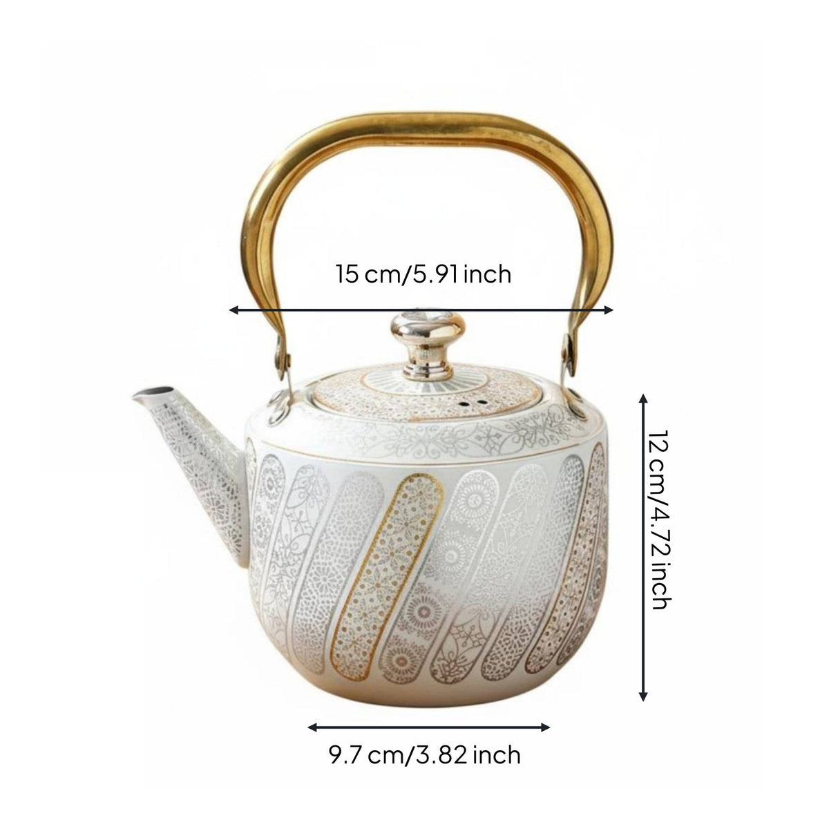 Middle Eastern Style Teapot Smooth Pouring Spout Stainless Steel Teapot Rust-Resistant Ornate Tea Kettle with Handle for Restaurant, Outdoor