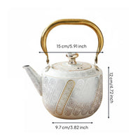 Middle Eastern Style Teapot Smooth Pouring Spout Stainless Steel Teapot Rust-Resistant Ornate Tea Kettle with Handle for Restaurant, Outdoor