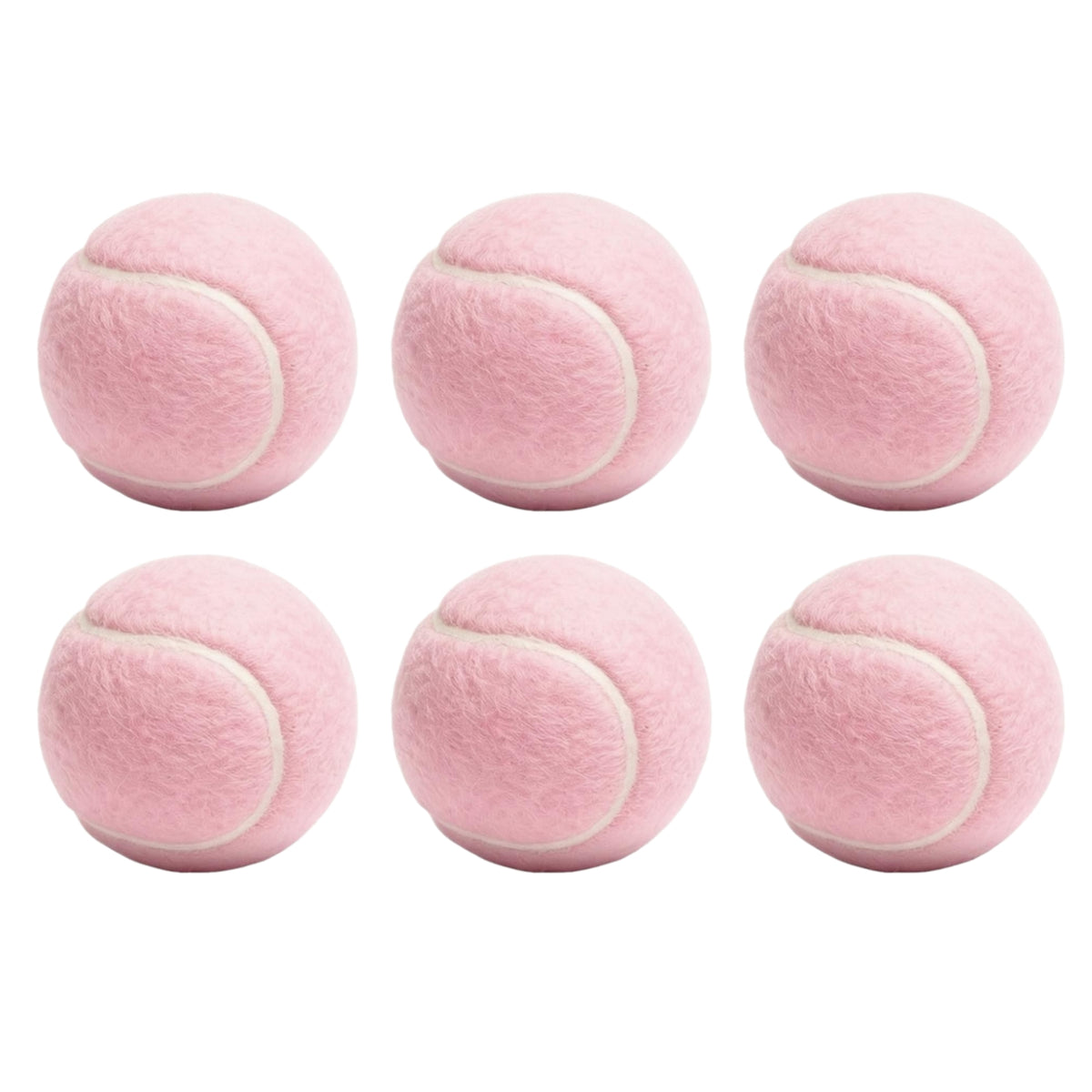 6 Pieces Chemical Fiber Pink Tennis Ball Stitched Seams Fuzzy Tennis Ball Standard Shape