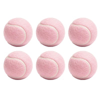 6 Pieces Chemical Fiber Pink Tennis Ball Stitched Seams Fuzzy Tennis Ball Standard Shape