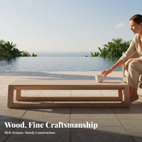Hardwood Wood Construction Wooden Sectional Sofa Weather-Resistant paddinged Wooden Sofa Set Thickly-Padded paddings Outdoor Furniture Removable padding protective layers for Homeowners, Families, Adults, rearyard, waterside