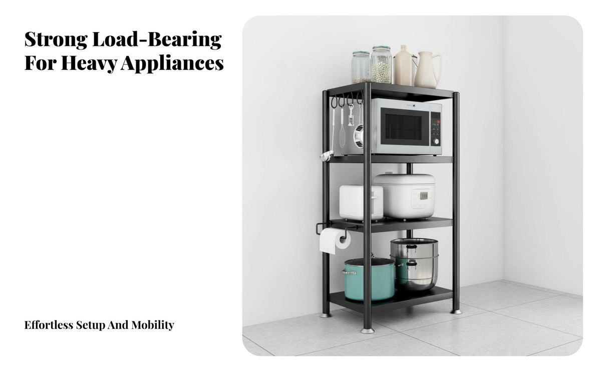 Microwave Oven Stand Space Saving Multi-Tier Kitchen Rack Large Capacity Kitchen Utility Shelf for Apartment Dwellers, Cooks, Pantry, Garage, Workshop