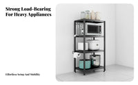 Microwave Oven Stand Space Saving Multi-Tier Kitchen Rack Large Capacity Kitchen Utility Shelf for Apartment Dwellers, Cooks, Pantry, Garage, Workshop