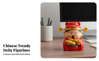 God of Wealth Figurine Traditional Symbol Cute Chinese God Statue Desktop Resin Figure Vivid Features Resin Deity Miniature