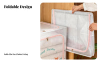 Foldable Design foldable textile container with transparent panel Large Capacity Lidded textile container with Clear transparent panel Side Handles Clothing Organizer Stackable for Homeowners, Office Workers, Bedroom, Dorm Room, Dormitory, Under Bed
