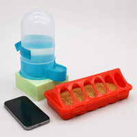 Cat Feeder and Waterer Set Automatic, Multi Pet Feeder for Quail, Anti Splash Food Trough Polymer Translucent Hue, Easy Assemble Feeder