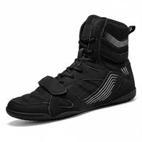 Highhigh-Top Athletic Shoes Breathable Mesh Boxing Shoes Hook-and-Loop Strap Sports Footwear