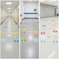 Cute Animal Cartoon Footprint Floor Stickers for Kindergarten Classroom Decoration - Caution Steps, Wet Floor