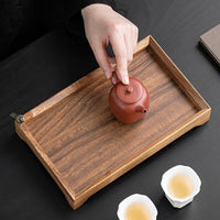 Solid Wood Tea Tray with Wood Grain, Small Chinese Style Storage Tray