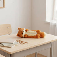 Wild Canine Stuffed Writing Implement Case Cute Creature Zipper Organizer Gift