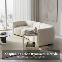 Mobile 2-Tier Rolling Mobile Two-Tier Trolley Space-Saving Design 2-Tier Rolling Trolley Versatile Use Side Table Lockable Casters for Apartment Dwellers, Homeowners, Students, Living Room, Bedroom, Small Areas, Balcony