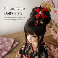 BJD Doll Kimono Fabric Hair Clip Japanese Style Headwear for 1/3 1/4 Scale Dolls
