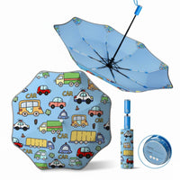 Hangable Loop Handle Children's Automatic Umbrella Reflective Border Safety Travel Umbrella for Students