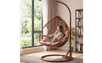 Weather-Resistant Egg Chair with Stand Weatherproof Hanging Basket Chair Waterproof Woven for Backyard, Balcony, Reading Nook